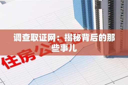 昌江调查取证网：揭秘背后的那些事儿