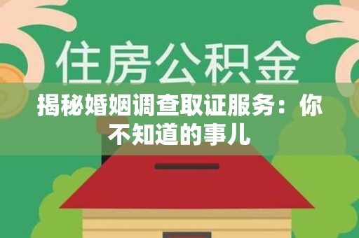 昌江揭秘婚姻调查取证服务：你不知道的事儿